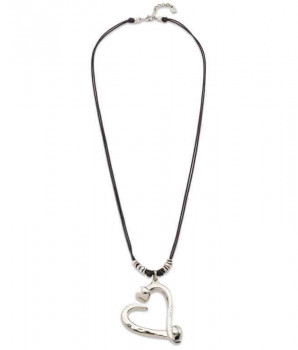 Big heart Long leather necklace