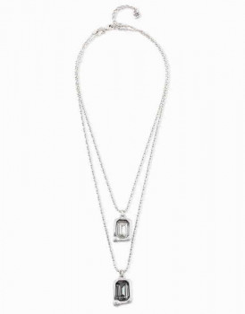 Doble Chain Necklace Two Crystals