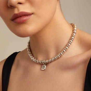 ball silver choker necklace