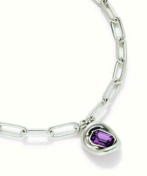 Chaîne Choker Pendentif Cristal Violet