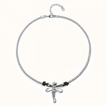 Dragonfly Silver Beaded Choker