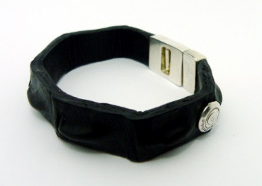 Bracelet noir peau de crocodile