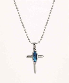 Collar Colgante Cruz Bola Azul