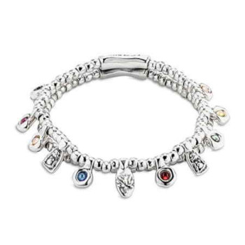 Bracelet breloques argenté deux rangs
