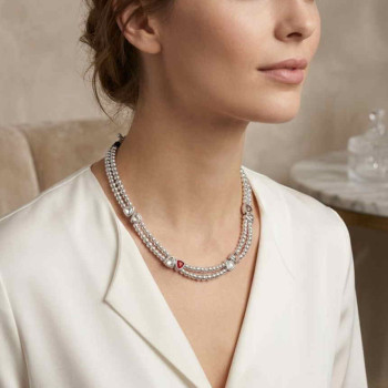 Double Necklace 4 Swarovski Crystals