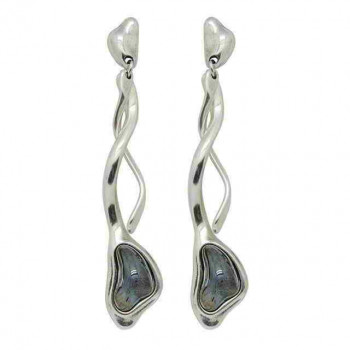 Long twisted earrings grey bead