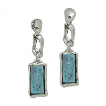 Rectangular Turquoise Earrings Crystal