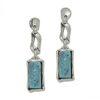 Pendientes Rectangular Cristal Turquesa