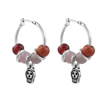 Coral colored pearl creole earrings