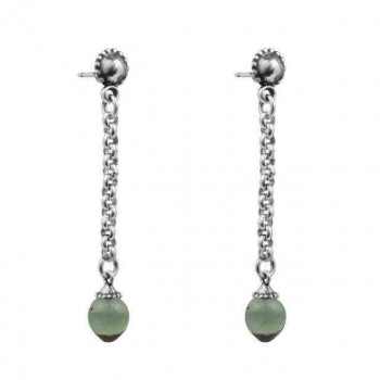 Long drop earrings grey crystal