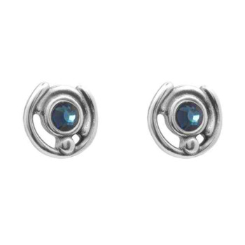 Blue Crystal Silver Ear Studs