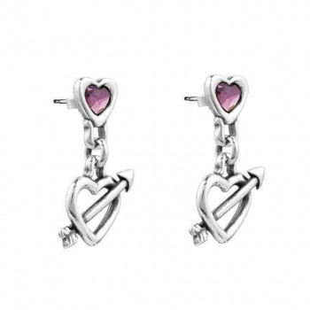 Drop cupid earrings pink crystal