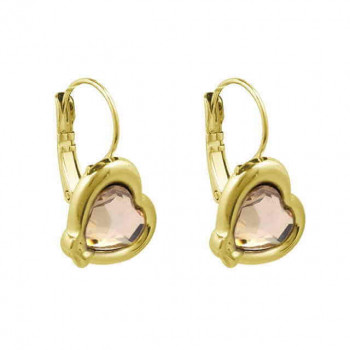 Pendientes Oro Corazon Cristal Ambar