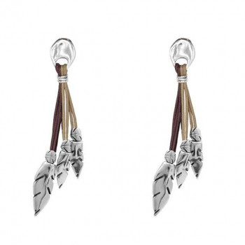 Red colored leather earrings