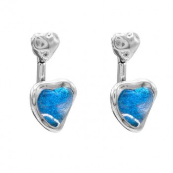 Silver Earrings Blue Murano Crystal