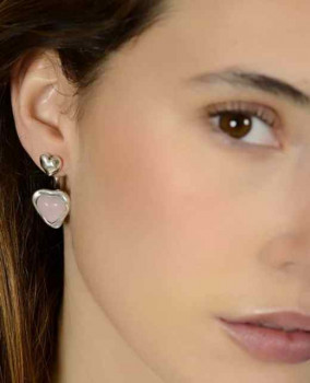 Silver Earrings Pink Murano Crystal
