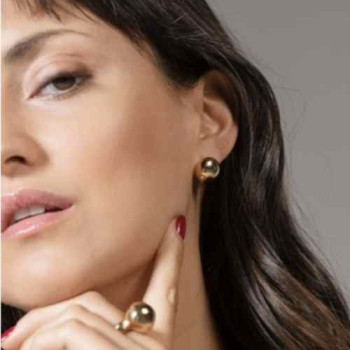 Button Stud Gold Earrings