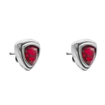 Clous Argent Cristal Swarovski Rouge