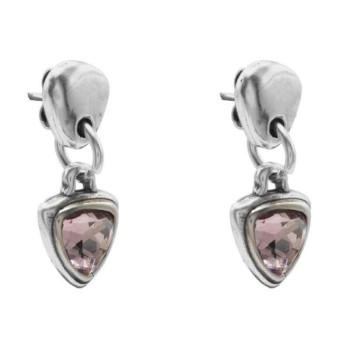 Silver Earrings Pink-Purple Swarovski Crystal