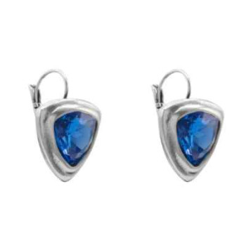 Blue Triangle Crystal Earrings