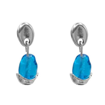 Ovale Blaue Murano Perlenohrringe