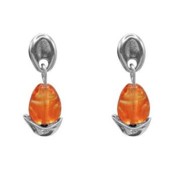 Ovale Orangenfarbene Murano Perlenohrringe