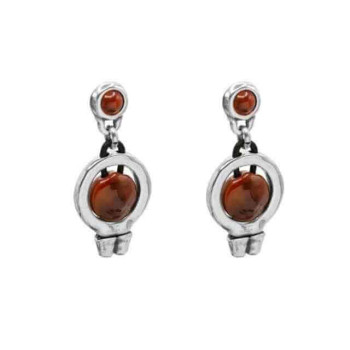 Brown Murano glass circle earrings