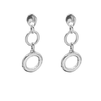 Double Silver Hoop Earrings