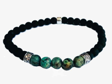 Bracelet Green Ceramic Pearls