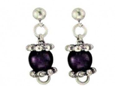 Drop Earrings Purple Resin Pearl