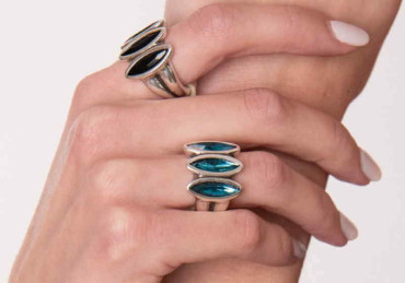 Triple Blue Crystal Ring