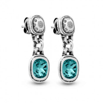 Boucles oreilles pendantes cristal swarovski bleu turquoise