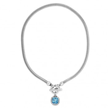 Snake Necklace Blue Crystal Pendant