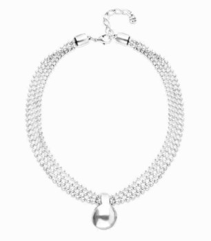 Multi-Row Silver Pearl Necklace