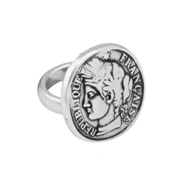 Bague pièce monnaie argent français