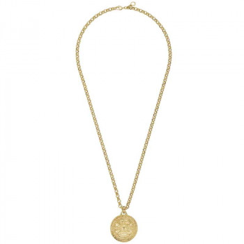 Gold chain necklace aztec coin