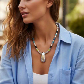 Green Blue Beaded Necklace