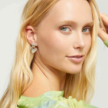 Boucles d'oreilles Pendentif Cœur Martelé