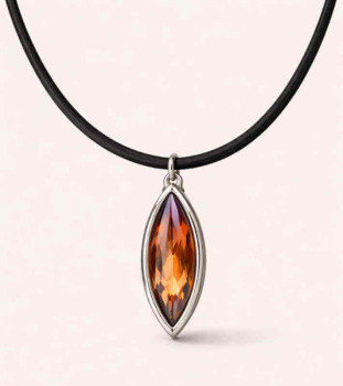 Collar Cuero Colgante Cristal Rosado