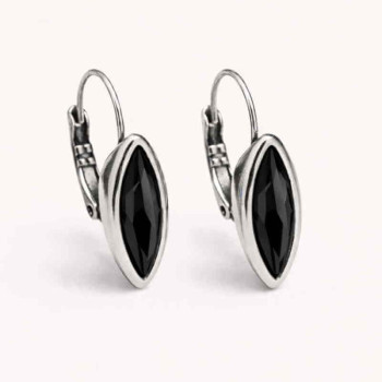 Klappverschluss Ohrhänger Kristall Schwarz