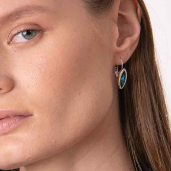 Klappverschluss Ohrhänger Blauer Kristall