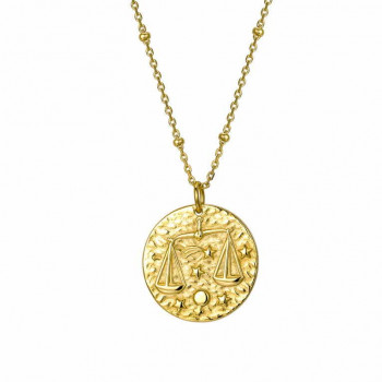 Libra zodiac symbol gold pendant