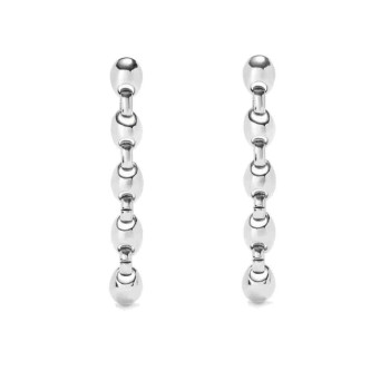 Long Silver Ball Earrings