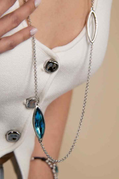 Necklace Blue Oval Colored Crystals