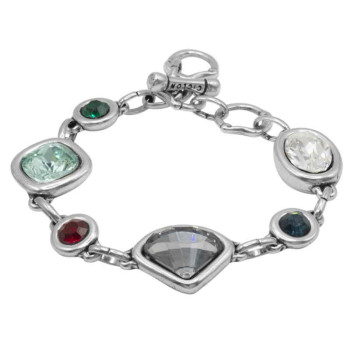 Kettenarmband 6 Kristalle Grau