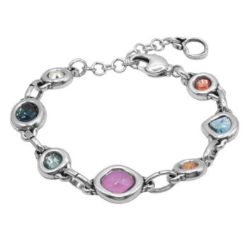 Kettenarmband Bunte Kristalle Rosa