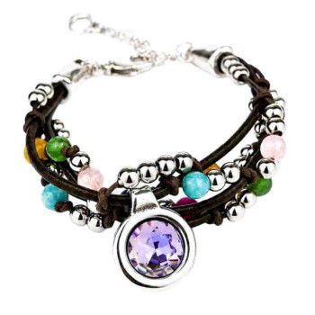 Leather Strand Crystal Bracelet