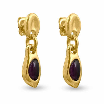 Gold Earrings Purple Crystal