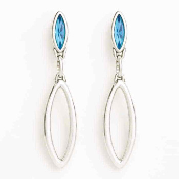 Oval Earrings Blue Crystal