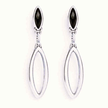 Oval Earrings Black Crystal
